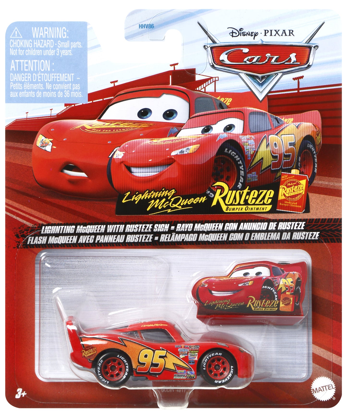 Flash McQueen avec panneau publicitaire Rusteze